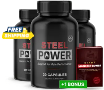 Steel Power bottles with free shipping badge and bonus Monster Boner guide